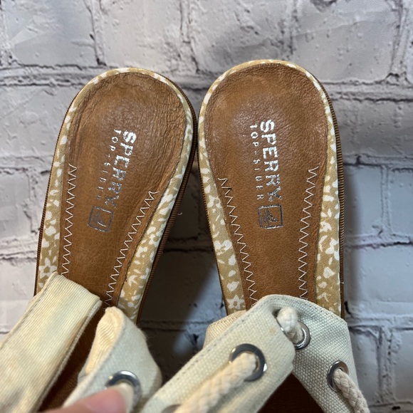 SPERRY TOP SIDER Southport Rope Tie Cork Wedge Cream Canvas-9 - Picture 5 of 6